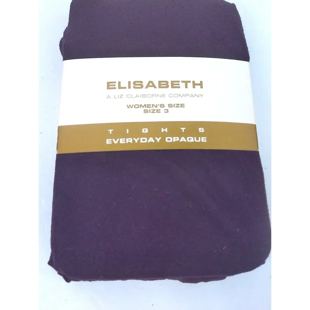 Vtg 1992 Elisabeth Liz Claiborne Everyday Opaque Tights Purple NOS New Size 3